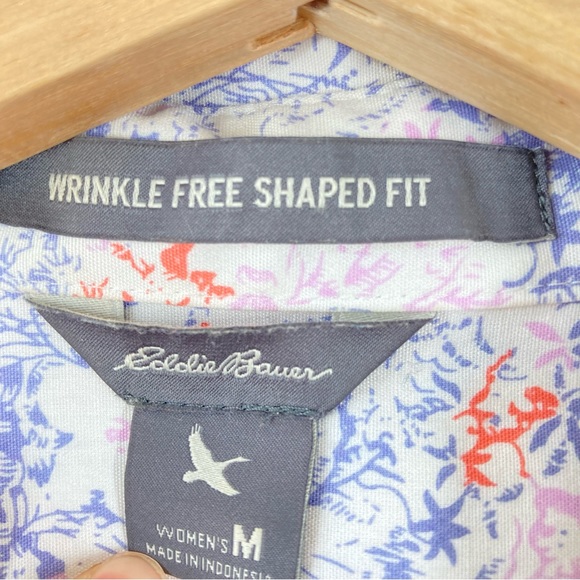 Eddie Bauer Floral Button Down Shirt medium Wrinkle Free Shaped Fit cotton - Picture 13 of 14